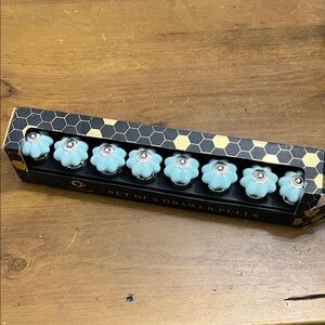 Blue Floral Drawer Pulls Set